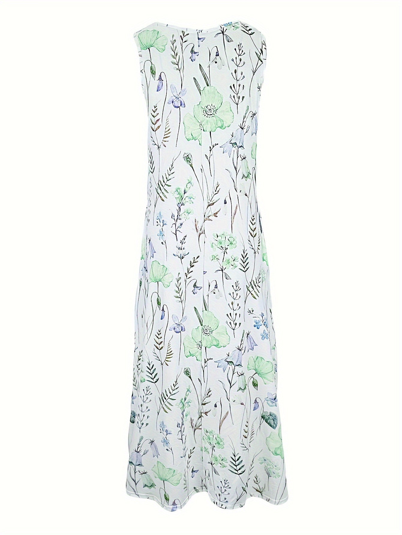 Summer & Spring Casual Sleeveless V Neck Floral Print Tank Dress for Women