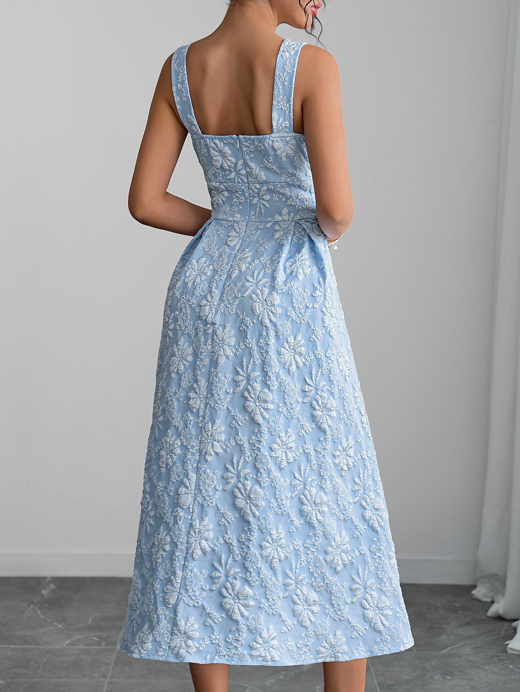 [Elegant Dress] Elegant Floral A-Line Dress | Sleeveless, Off-Shoulder Design with Back Zipper, Pink on Blush Color - Spring/Summer Collection, Casual Elegance, Cute Summer Dresses for Women