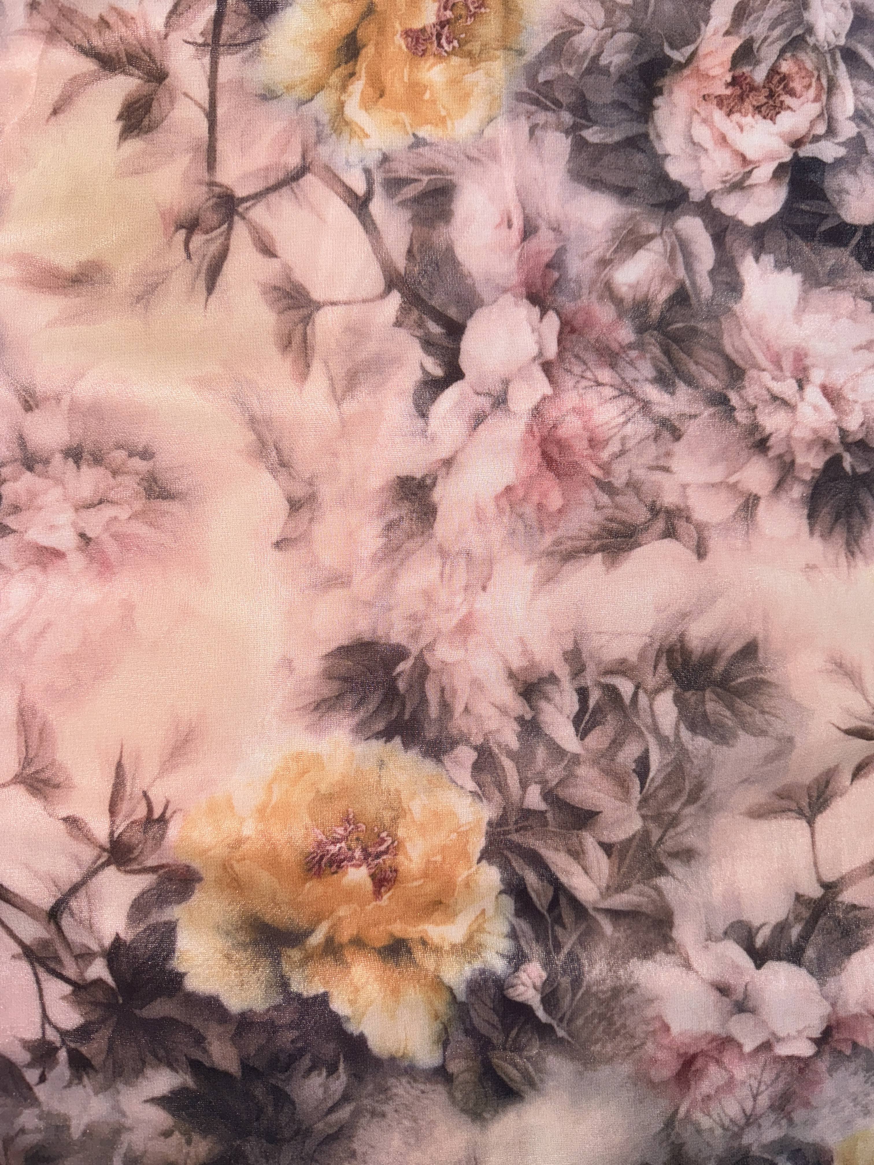 [Y3 Floral Dress] Y3 Women's Floral Print A-Line Dress | Elastic Waist Long Sleeve Round Neck Machine Washable | Pink Blue Gray Floral Dress for Casual & Formal Occasions